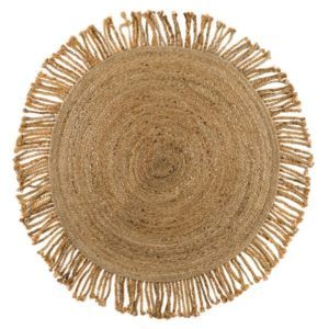 Tapis jute rond frangé 100% jute naturel tissé main