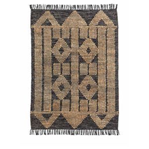 Tapis noir MadamStoltz coton/jute 120x180cm