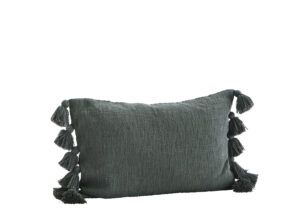 Coussin XL en coton épais avec gros pompons vert Madamstoltz