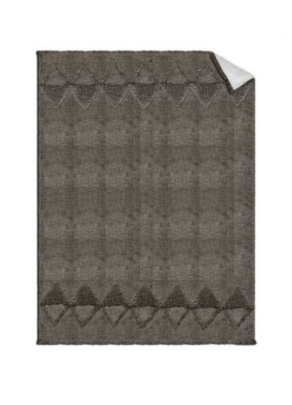 Plaid épais en coton brut tufté gris doublé sherpa LA MAISON DE LILO