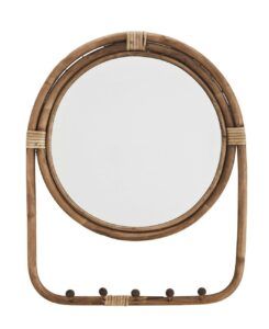 Miroir rond avec crochets en rotin Madam Stoltz