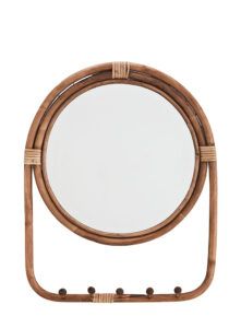 Miroir rond rotin et patères