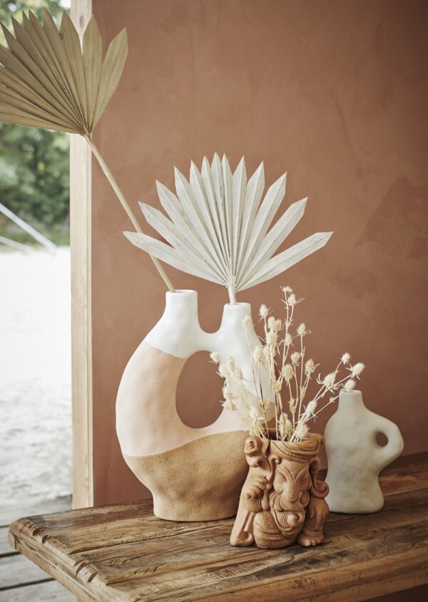 Vase double en céramique MadamStoltz teintes rose pastel