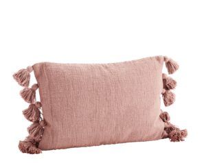 Coussin XL en coton épais avec gros pompons rose Madamstoltz