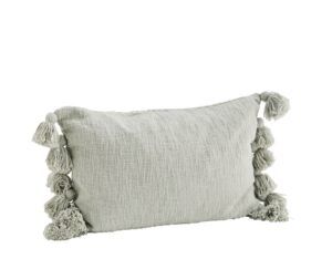 Coussin XL en coton épais avec gros pompons vert clair Madamstoltz