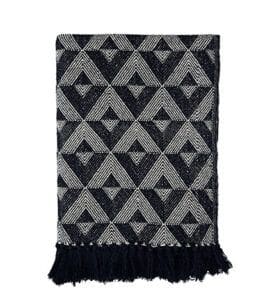 Plaid bohème noir Madam Stoltz coton recyclé