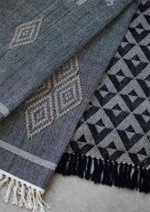 Plaid bohème noir en coton